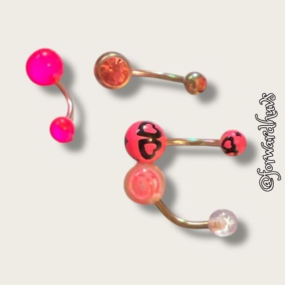 Barbie Pink Belly Button Piercing Rings - Picture 2 of 5